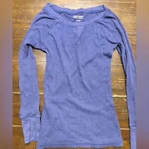 Old Navy Women’s Heathered Blue Crewneck Casual Long-Sleeve T-Shirt